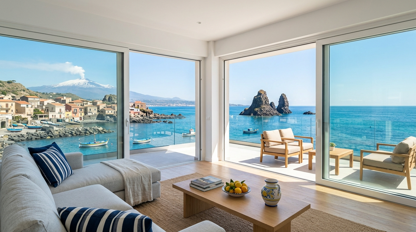 Mediterranean coastal town apartment in Sicily